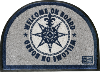Marine Business Welcome Doormat On Board Round Blue