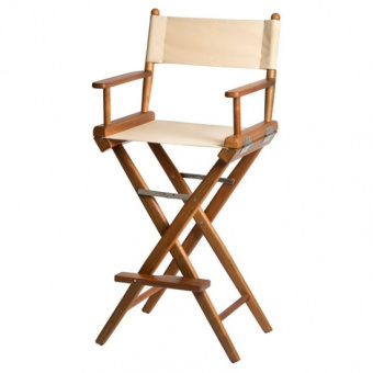 High Teak Folding Director's Chair Beige Canvas