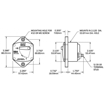 Blue Sea Circuit Breakers HD Flush Mount 40 Amp