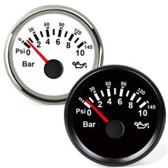 Hollex Oil Pressure Gauge Black 9-32V 0-10 Bar
