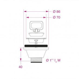 Straight Drain + Plug Ø53.5/58mm