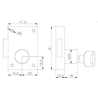 Olcese Ricci Rim Door Locks 60X40 mm Right