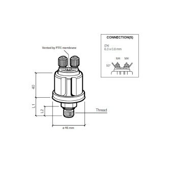 VDO 360-081-032-025C Pressure Sender 0-2 Bar - 1/8-27 NPTF