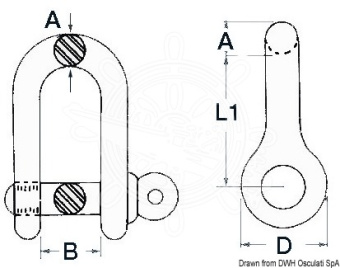 Osculati 08.221.06 - Bow Schackle With Captive Pin AISI 316 6 mm (10 pcs)