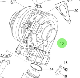 Steyr Z002623-0 - Single-Stage Turbocharger Assembly for Steyr M160068 Engines