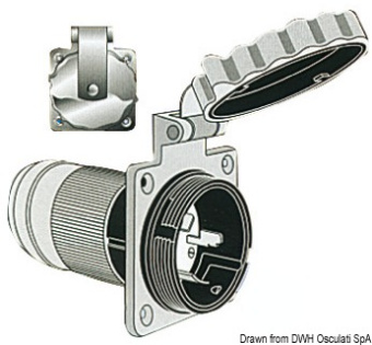 Osculati 14.487.06 - Marinco 3-Wire Bipolar Monophase Socket AISI 316