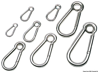 Osculati AISI 316 Stainless Steel Carbine Hooks with Eyelet