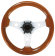 Allpa 3-Spoke Wheel "Imola" Silver Aluminum With Mahogany Rim, Ø310mm, Depth 80mm