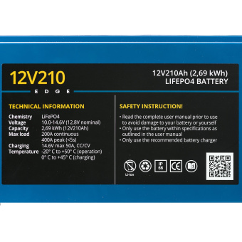Rebelcell EDGE12V210 - 12V210 Edge LiFePO4 Battery (2.69 kWh)
