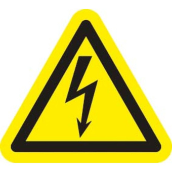 Marine Electrical Hazard Warning Sticker, Lightning Bolt Symbol, Soft PVC, Triangular