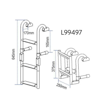 Lalizas 99498 - Folding Ladder, 2+2 Steps, Stainless Steel 316, 250x920mm