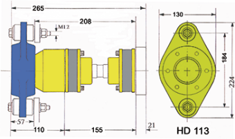 Hydradrive Type HD-113 CV-Drive Shaft System Set, With Thrust Bearing, CV-Shaft And Adapter Flange