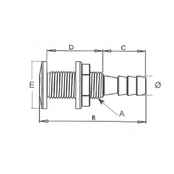 Nuova Rade Nylon Through Hull With Hose Connection 15 mm