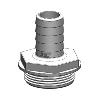 Trudesign 90262 MM Threaded / Barbed Fitting - 25mm - 1 1/2 - White