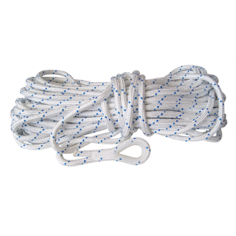 Monteisola Polyester Braid Anchor Rope with Nylon Thimble, White with Marker