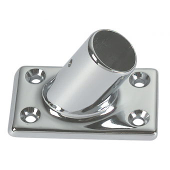Foresti & Suardi Chromed Brass 60° Tilted Rectangular Pulpit Base Plate Ring for Ø22 mm Tube, 72x42 mm