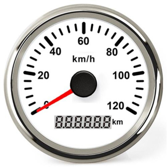 Hollex GPS Speedometer White/Stainless Steel 0-120km/h 9-32V