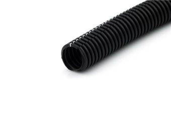Ripca Split Convoluted Tubing Black PVC Cable Protection Conduit, Roll 100 meter