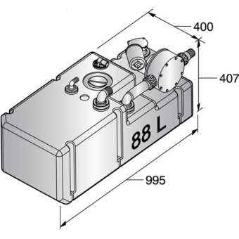 Vetus WWS8824B - Waste Water Tank System 88L, Includes 24V Pump & Sensor