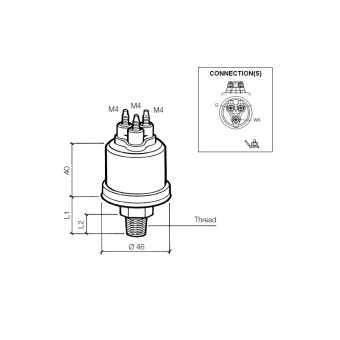 VDO 360-081-039-002C Pressure Sender 0-5 Bar – 1/8-27 NPTF