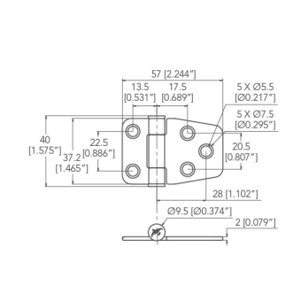 Marine Town Friction Hinge 40X57 mm