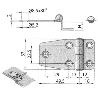 Bukh PRO M3552577 - S.STEEL HINGES