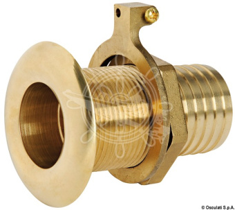 Osculati 17.323.06 - Seacock Yellow Brass with Hose Adaptor 2" x 56 mm