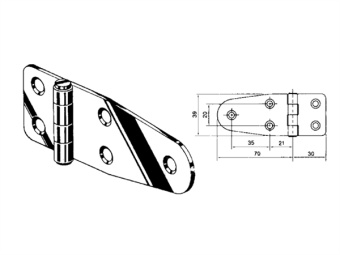 Hinge ROCA 100 x 39mm Stainless Steel