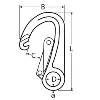 Safety Carabiner For Boat Hook - 110mm