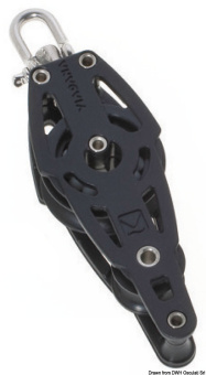 Viadana Composite Ball Bearing Double Fiddle Block with Becket for Rope up to 10-12 mm, 38-57 mm Sheaves