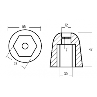 Tecnoseal Zinc Hexagonal Ogive For Vetus Bow Thruster