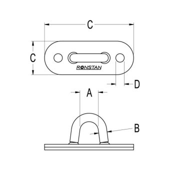 Ronstan RF87 Small Padeye, 10mm Clearance & Curved Base