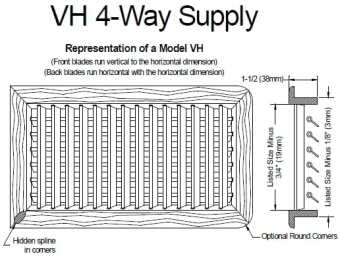 MSI VHT10X4 Supply Air Grille, Teak, 4-Way 10" x 4"