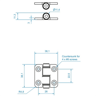 Friction ROCA Hinges 38x38 mm – Polished Stainless Steel Hinges for Secure Hold and Easy Installation