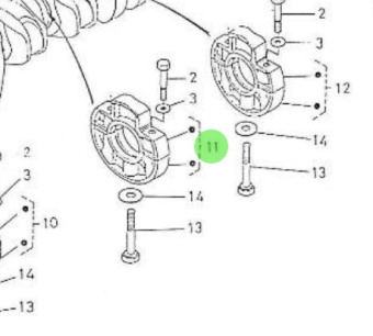 Nanni Diesel 970301989 - Main Bearing Assembly No. 2 for 4.190HE Engines