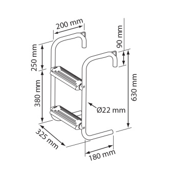 Nuova Rade 55706 - Pontoon Ladder, 2 Steps, Stainless Steel 316, 630x325mm