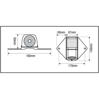 Lalizas 30499 - Classic 12 Masthead Light & Deck Light 225°, With Black Housing
