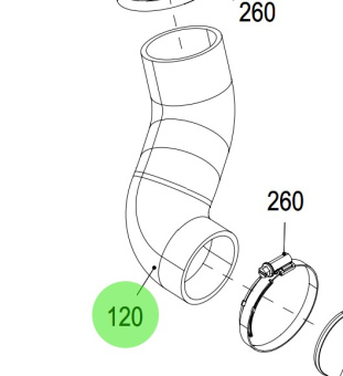 Steyr 2180645-0 - Molded Hose Spare Part for Steyr Engine Cooling Lines
