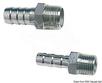 Osculati AISI 316 Stainless Steel Male Hose Adaptor, 3/8" to 3" Thread