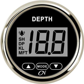 CN Depth Gauge (Incl. Transducer) - Black Dial, Chromium Bezel, 12V