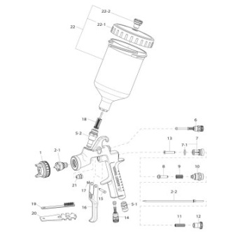 Iwata Spray Gun W-400 Bellaria Classic Plus + Bucket 600ml - 1.4 Nozzle