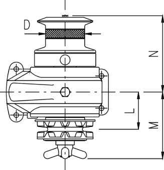 Lofrans Manual Windlass Horizontal, Model 'Royal', 8mm, With Drum
