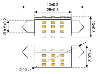 Talamex LED 27 Festoon 10-30V 42mm 2700K