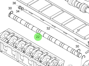 Steyr 2174434-1 - Rocker Arm Shaft Assembly for 6-Cylinder Steyr Engines