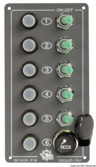Osculati 14.705.00 - Elite Control Panel 5 Switches + Lighter Plug