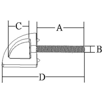 Allpa Stainless Steel Screw Eye, A=102mm, B=12mm, C=23mm, D=152mm
