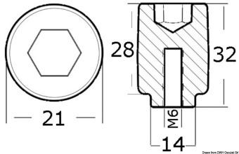 Yamaha 68V-11325-01 80/225 HP Aluminium Cylinder Anode - Osculati 43.260.20