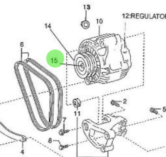 Nanni Diesel 970312344 - Alternator Mounting Nut for T4.155 and 4.380TDI Engines