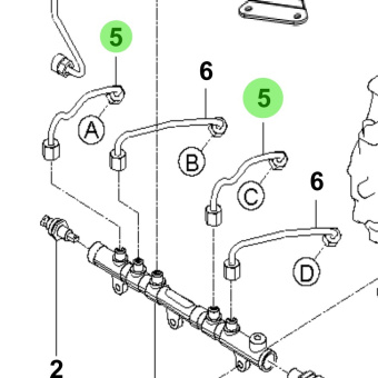 Bukh 31411-2F600 - Fuel Rail to Injector 1 Tube for R210J Engines