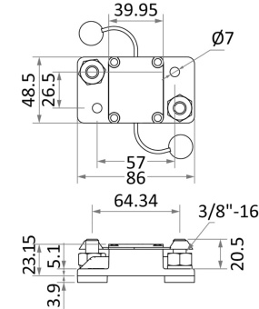 Osculati 02.753.60 - Watertight Circuit Breaker Automatic Reset 60 A